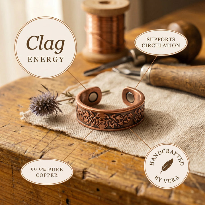 Women's copper band ring featuring adjustable fit and warm metallic finish