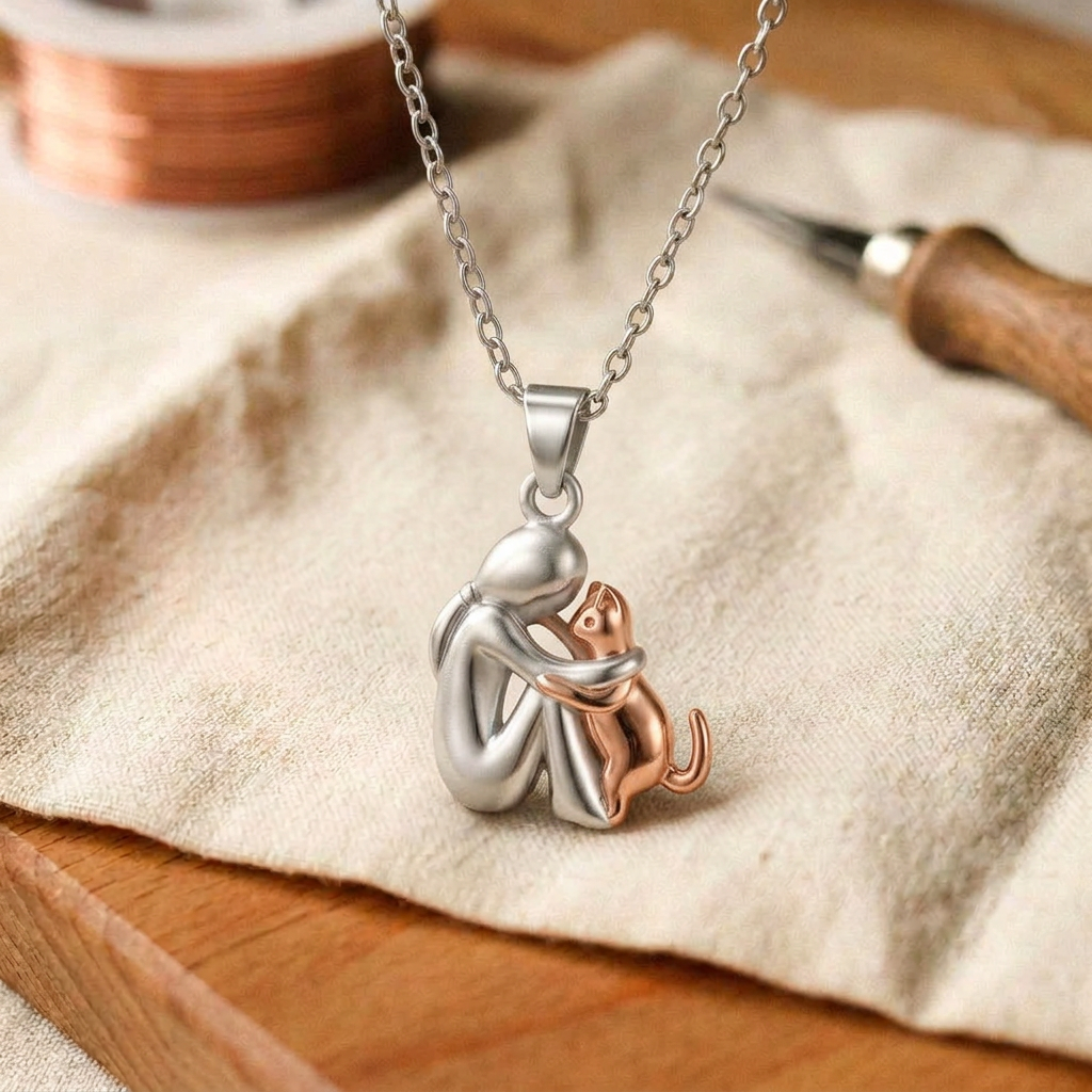 June's Copper Cat Pendant Necklace