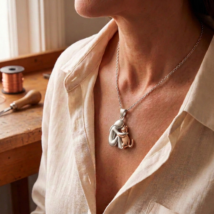 June's Copper Cat Pendant Necklace