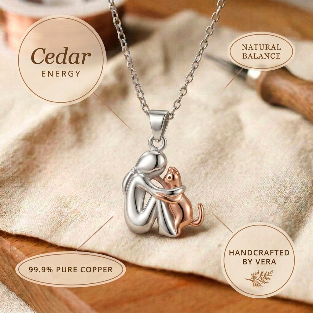 June's Copper Cat Pendant Necklace