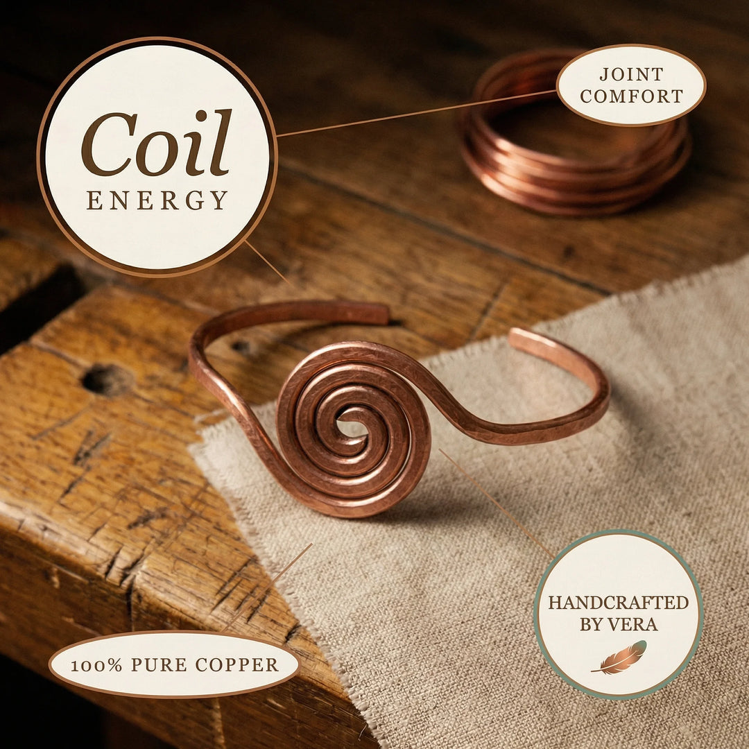 Copper anklet displayed on neutral background showing adjustable band structure