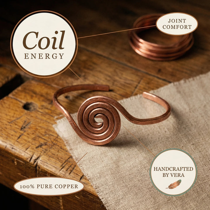 Copper anklet displayed on neutral background showing adjustable band structure